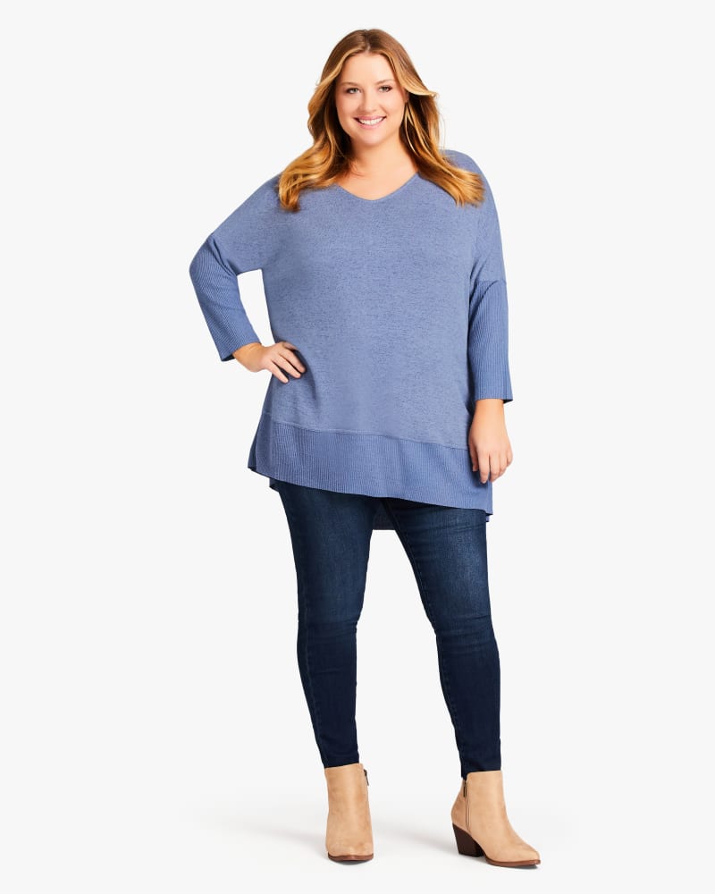 Plus size model wearing Harlow Tunic Sweater by Aveology | Dia&Co | dia_product_style_image_id:182054